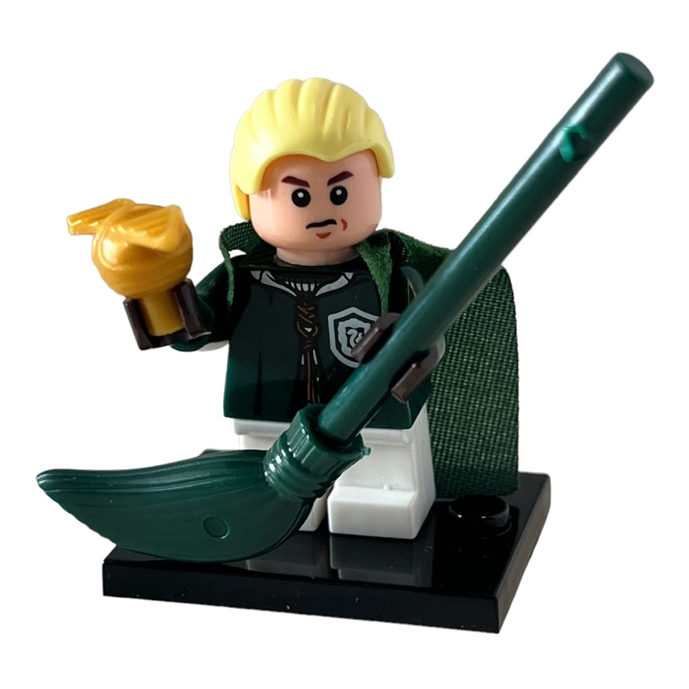Harry Potter Draco Malfoy Quidditch Uniform Broom Golden Snitch Lego Compatible
